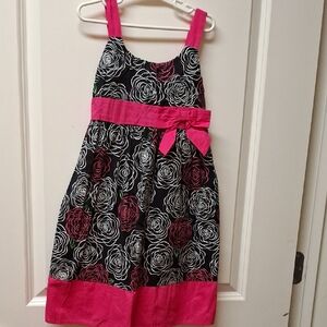 Pinky Black and Pink Floral Kids Dress Size 8
